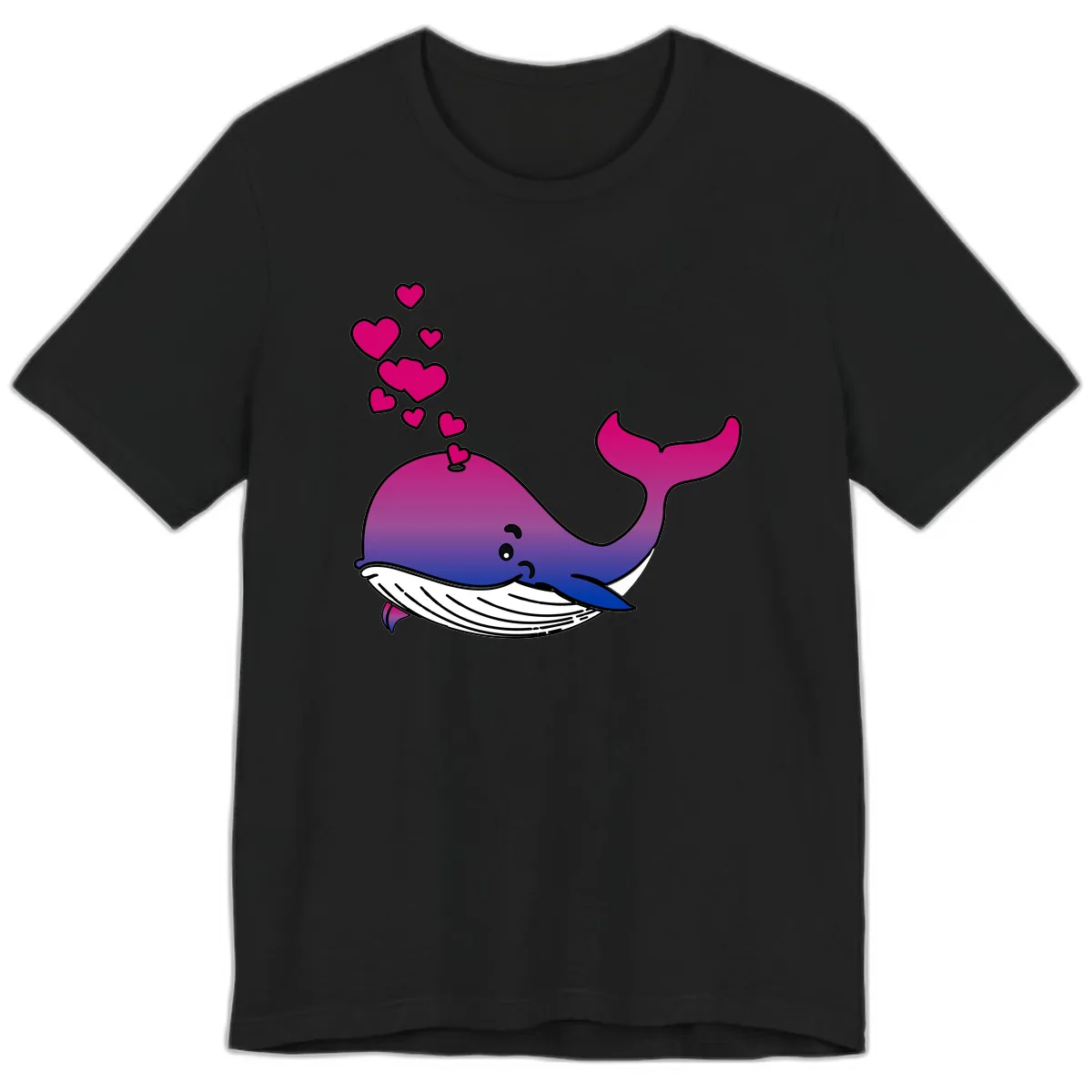 Love Whale Hearts Premium T-Shirt in Black