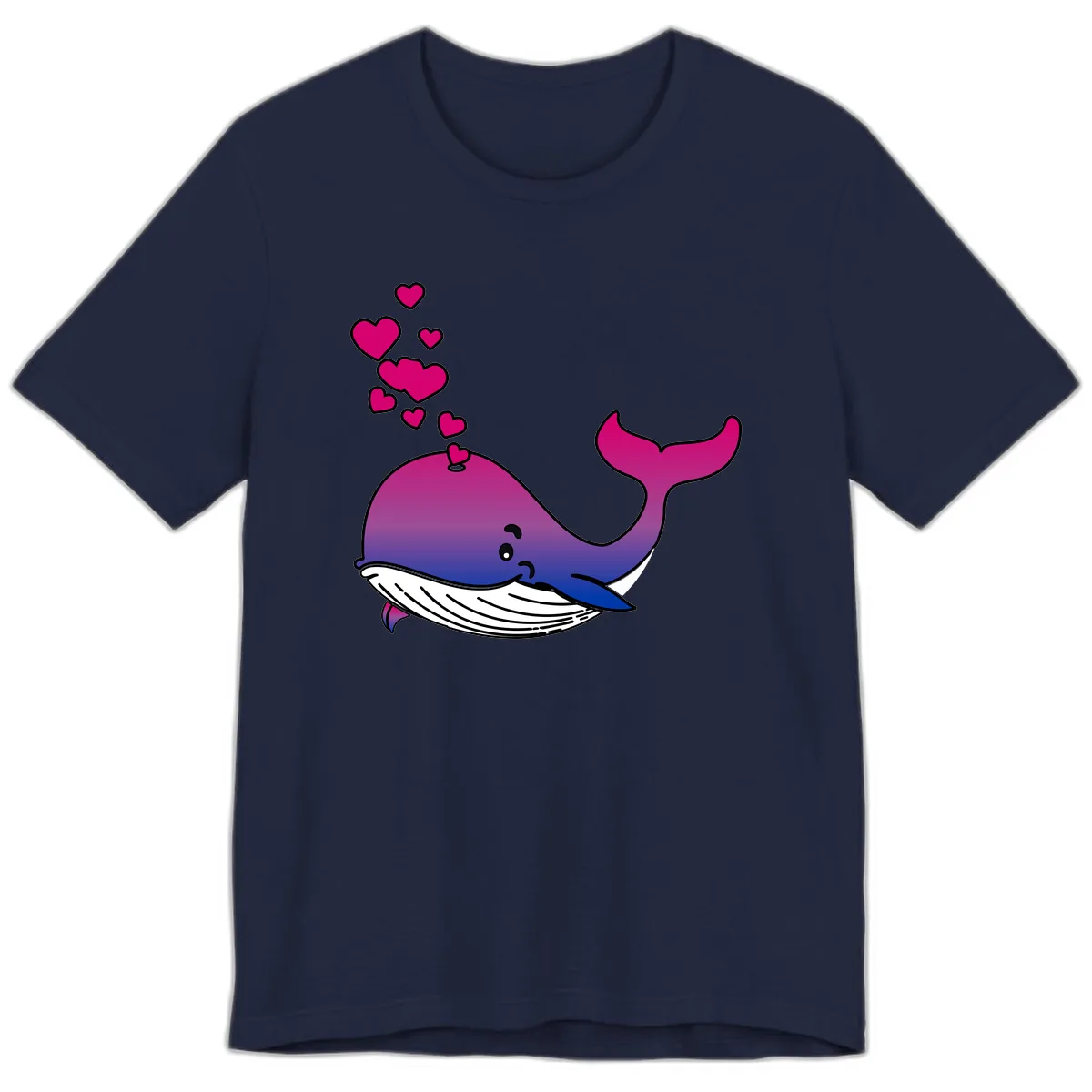 Love Whale Hearts Premium T-Shirt in Navy