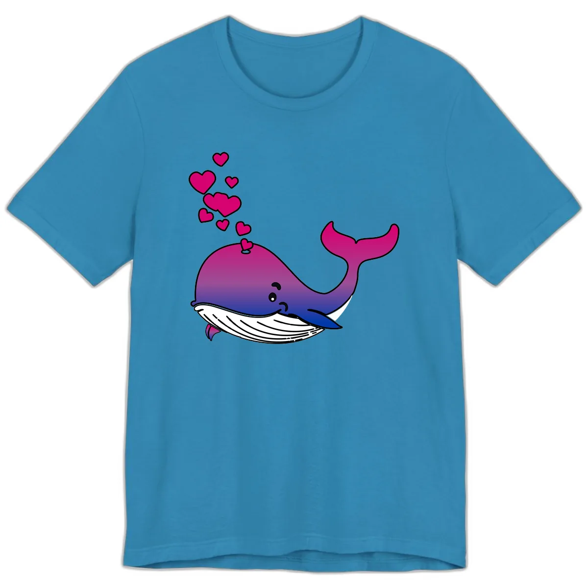 Love Whale Hearts Premium T-Shirt in Aqua