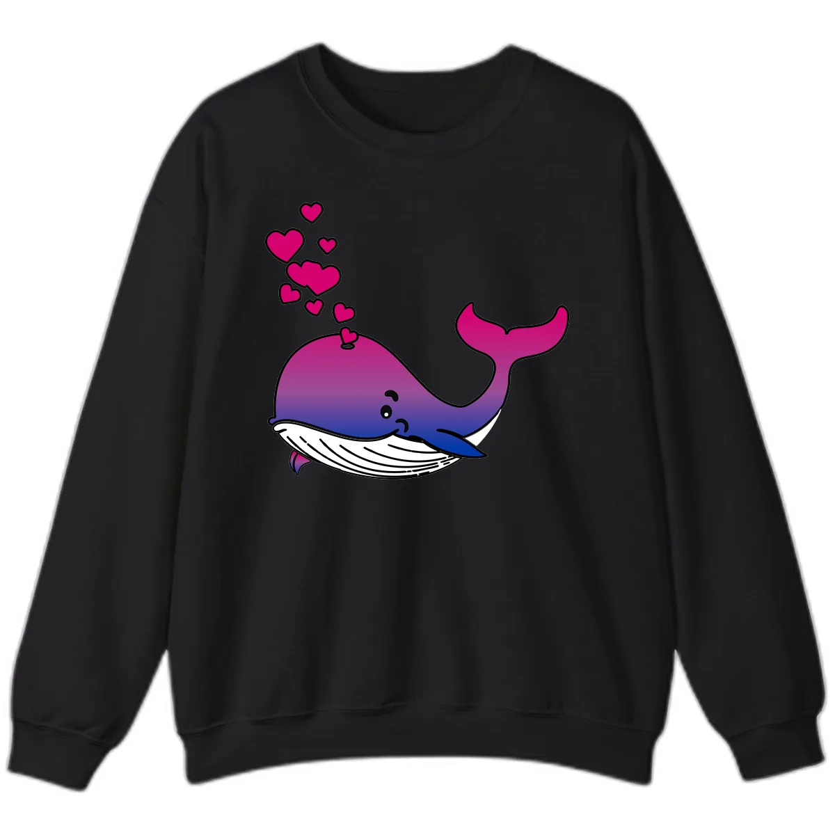 Love Whale Hearts Sweatshirt in Black