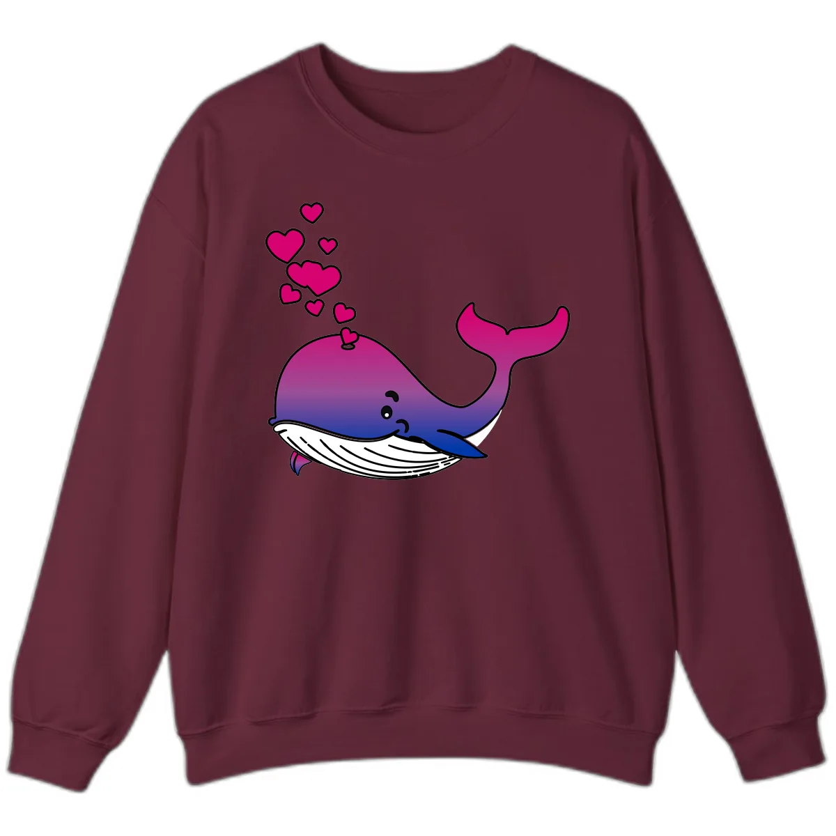Love Whale Hearts Sweatshirt in Maroon