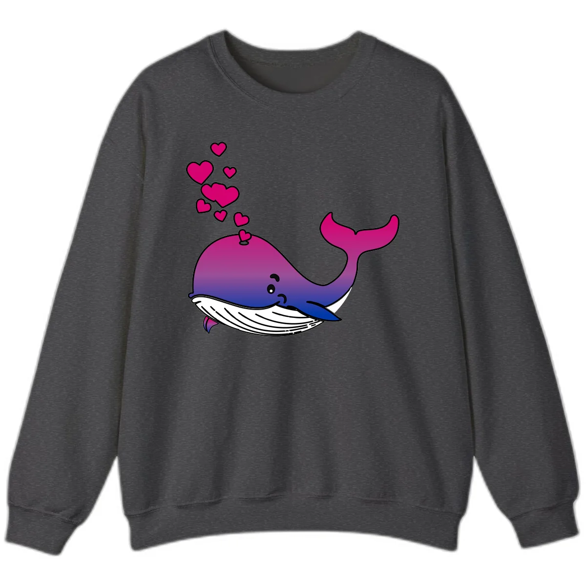 Love Whale Hearts Sweatshirt in Dark Heather