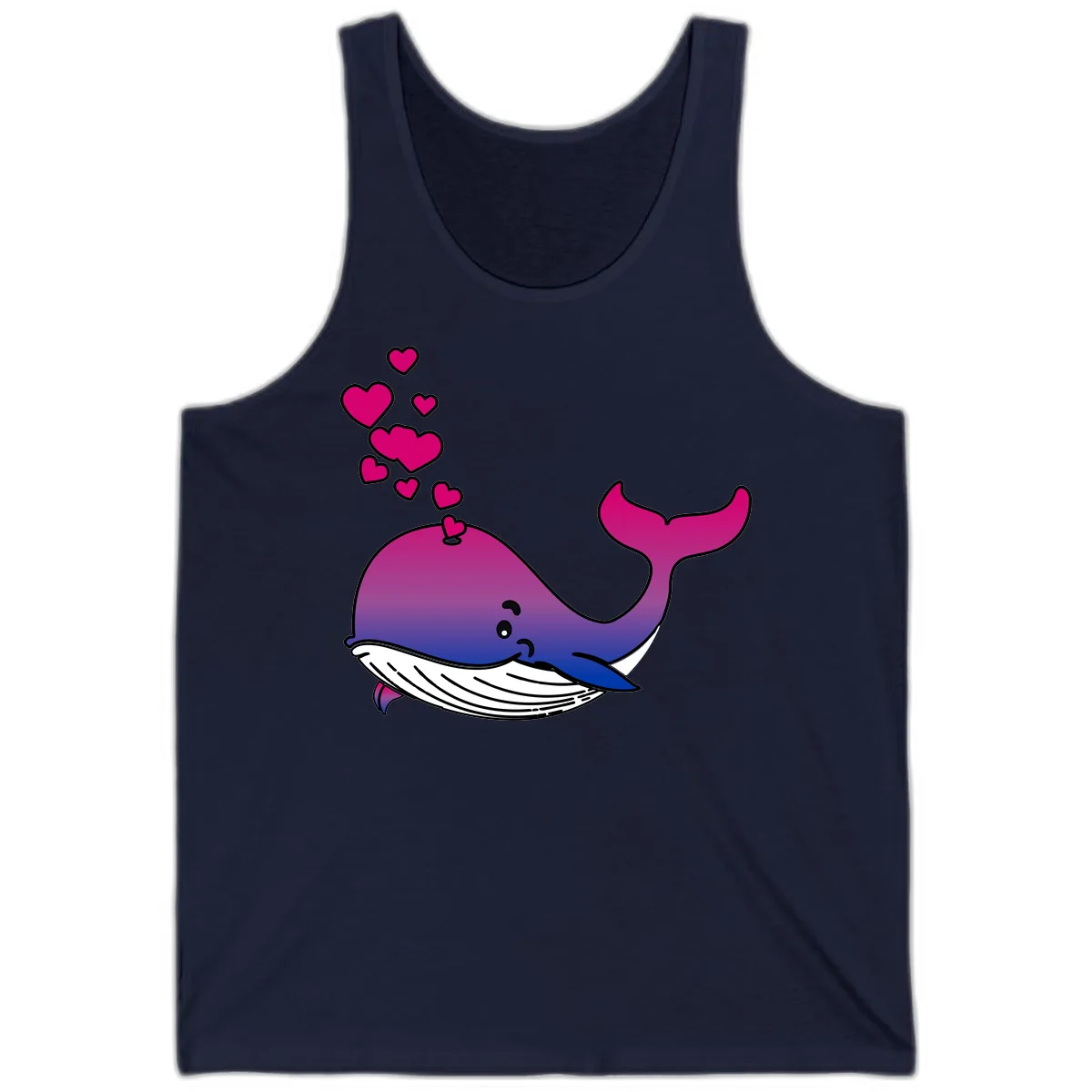 Love Whale Hearts Tank in Navy