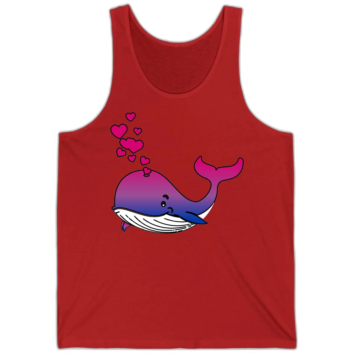 Love Whale Hearts Tank in Red