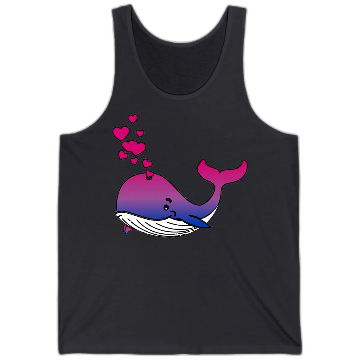 Love Whale Hearts Tank in Dark Grey
