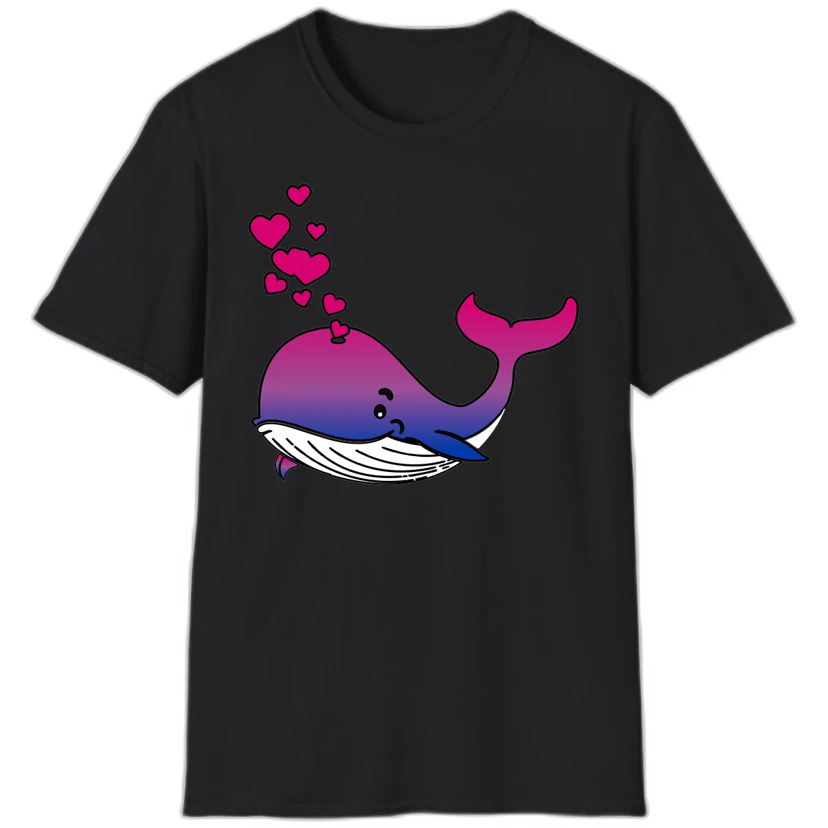 Love Whale Hearts T-Shirt in Black