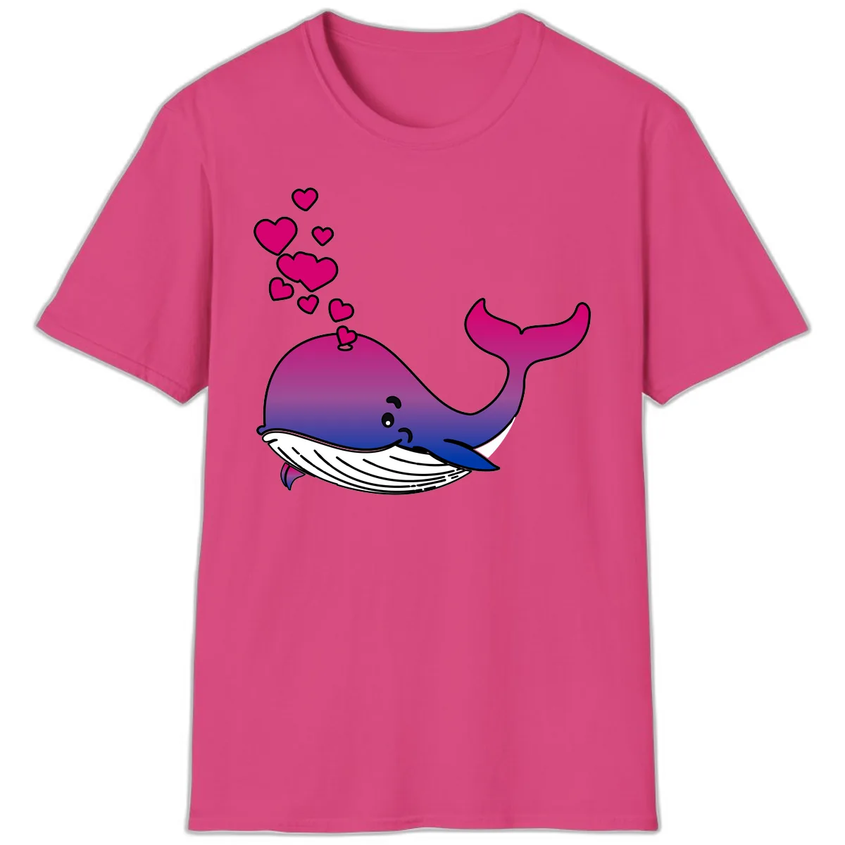 Love Whale Hearts T-Shirt in Heliconia