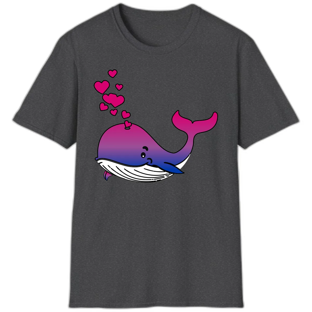 Love Whale Hearts T-Shirt in Dark Heather