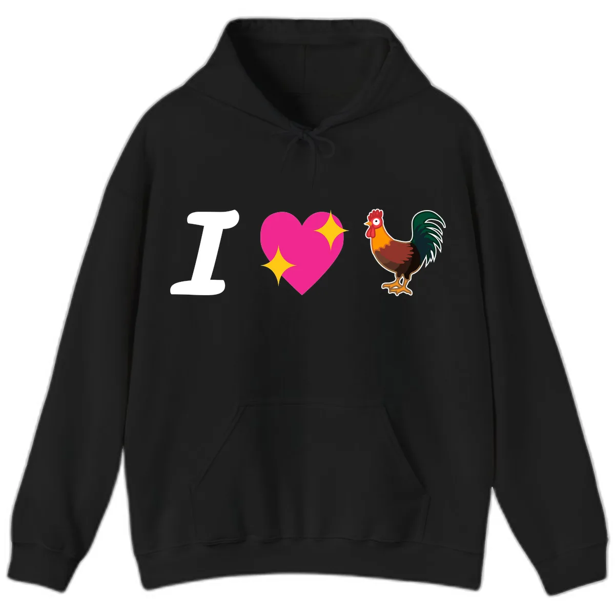 I Love Rooster Hoodie in Black
