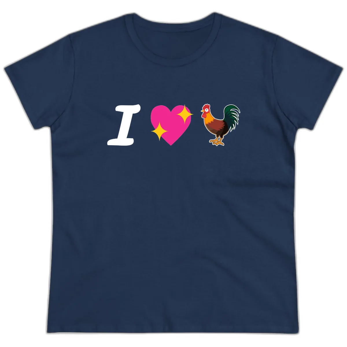 I Love Rooster Ladies Tee in Navy