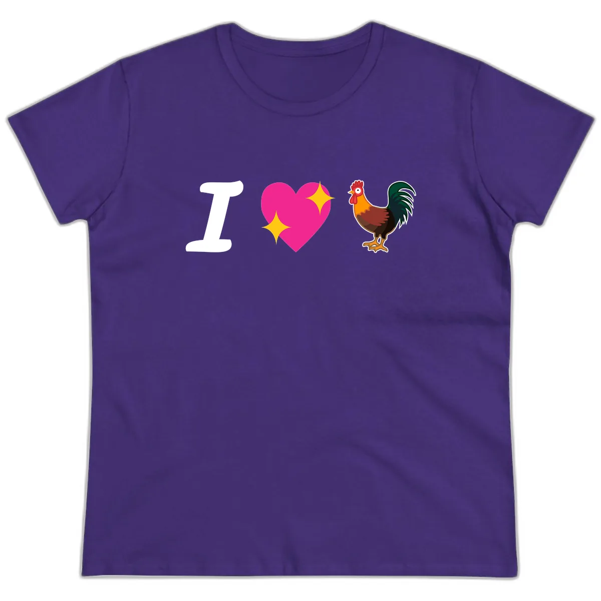 I Love Rooster Ladies Tee in Purple