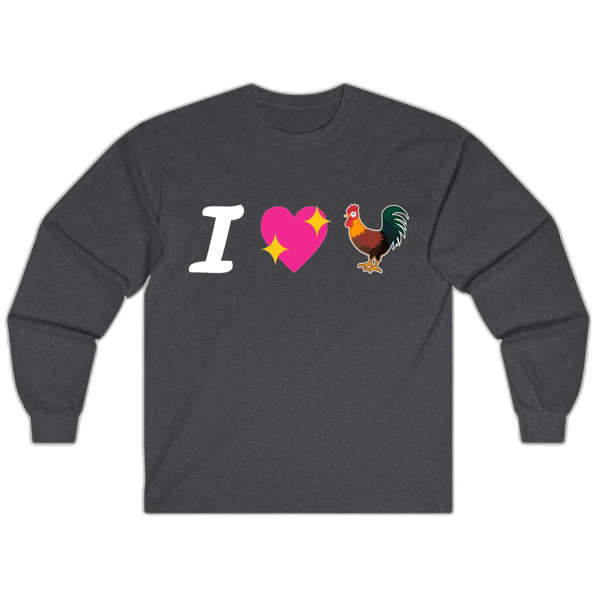 I Love Rooster Long Sleeve in Dark Heather