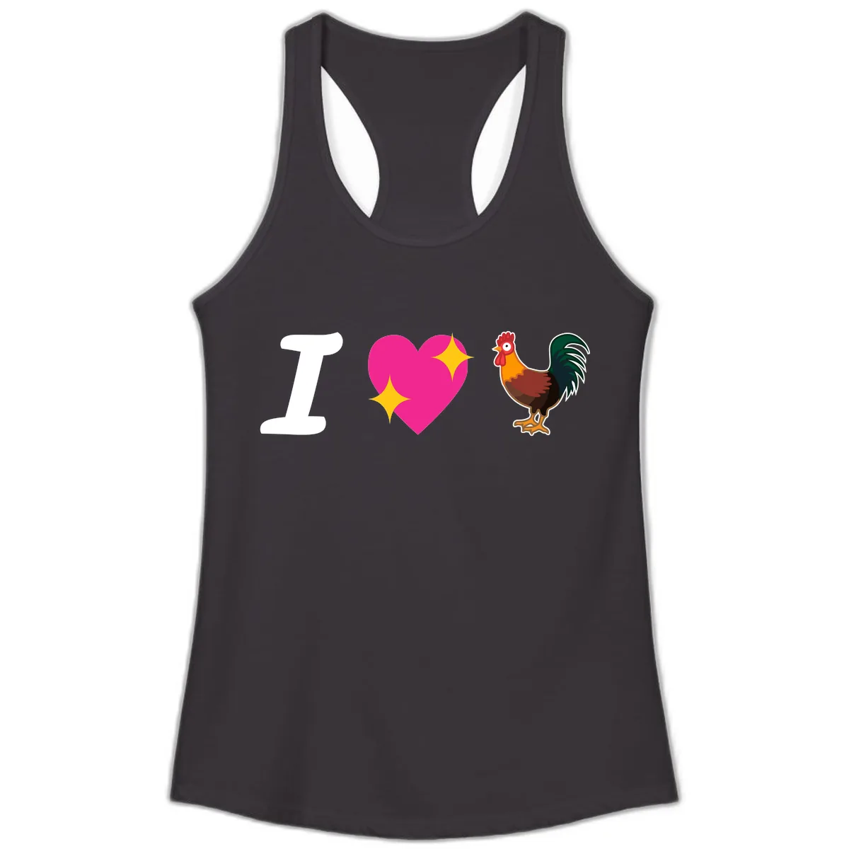 I Love Rooster Ladies Tank in Black