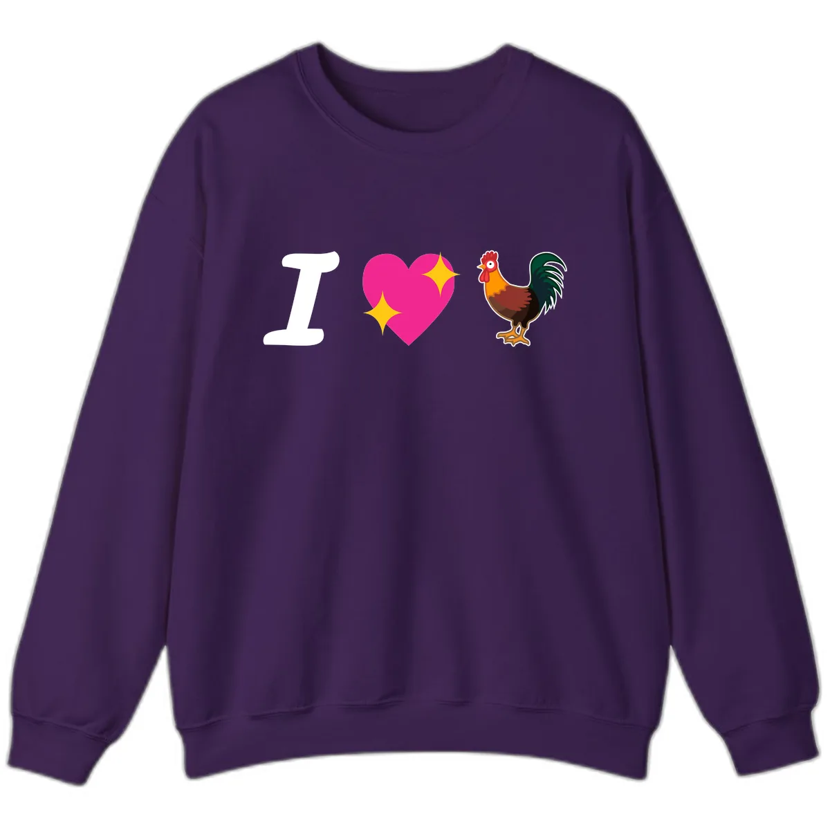 I Love Rooster Sweatshirt in Purple