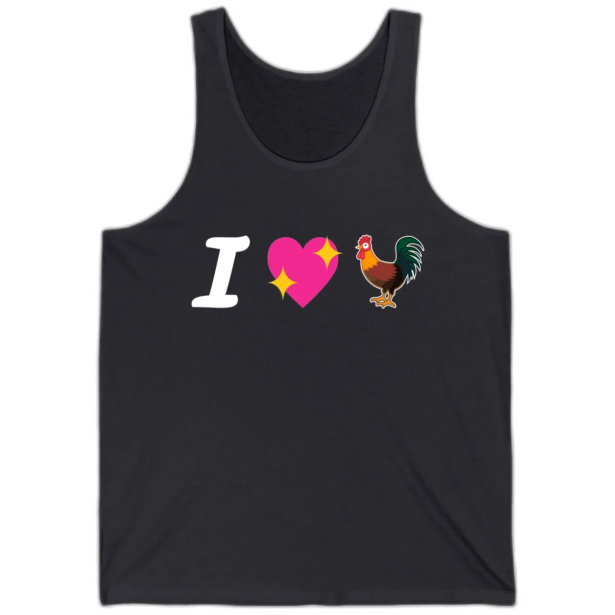 I Love Rooster Tank in Dark Grey