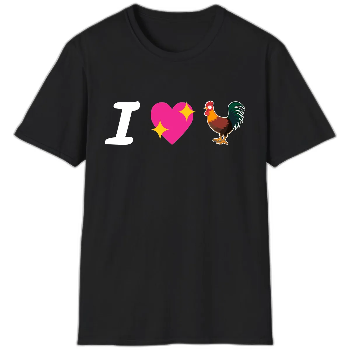 I Love Rooster T-Shirt in Black