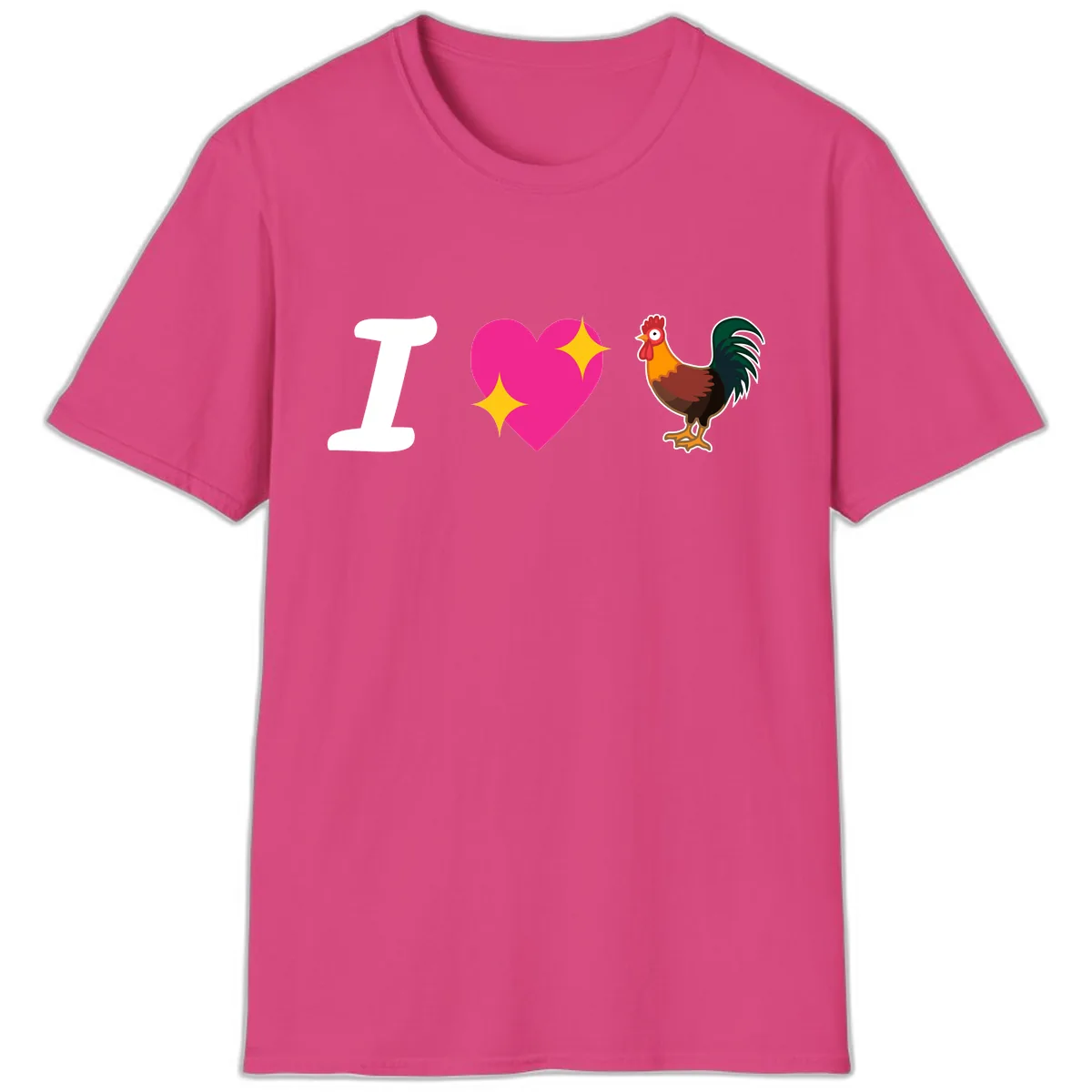 I Love Rooster T-Shirt in Heliconia