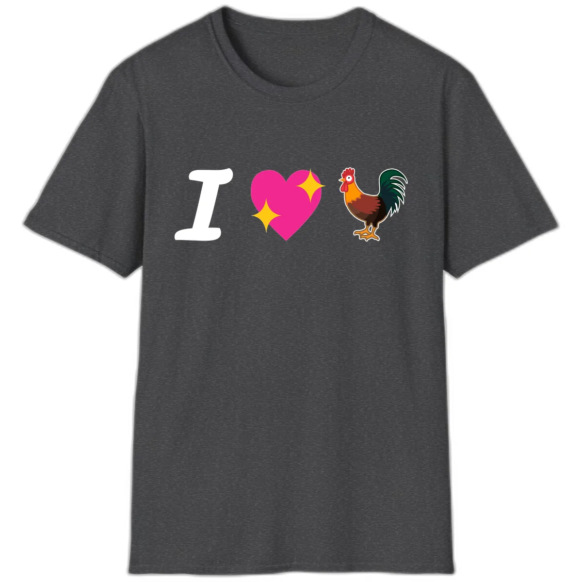 I Love Rooster T-Shirt in Dark Heather