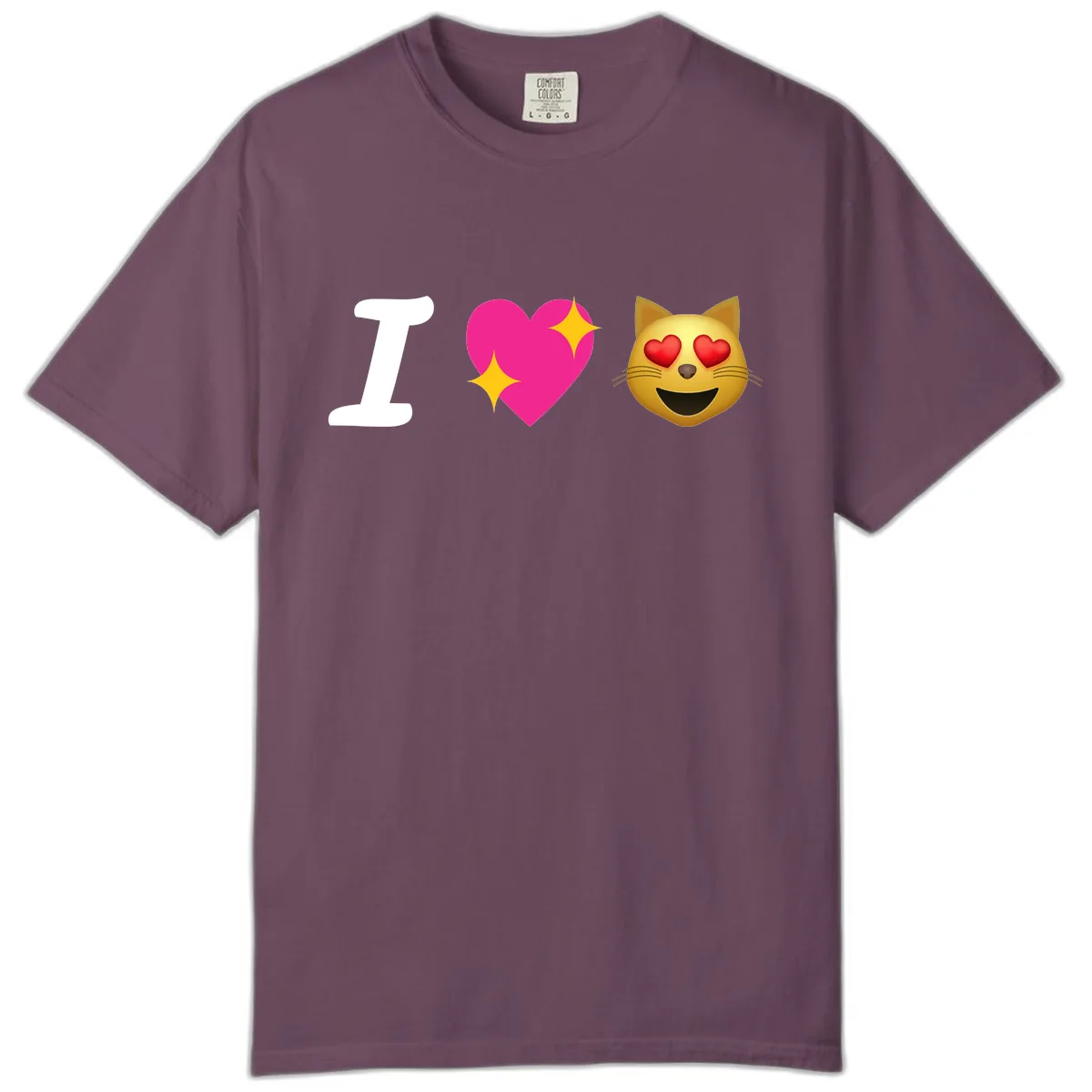 I Love Cats Comfort Color in Berry