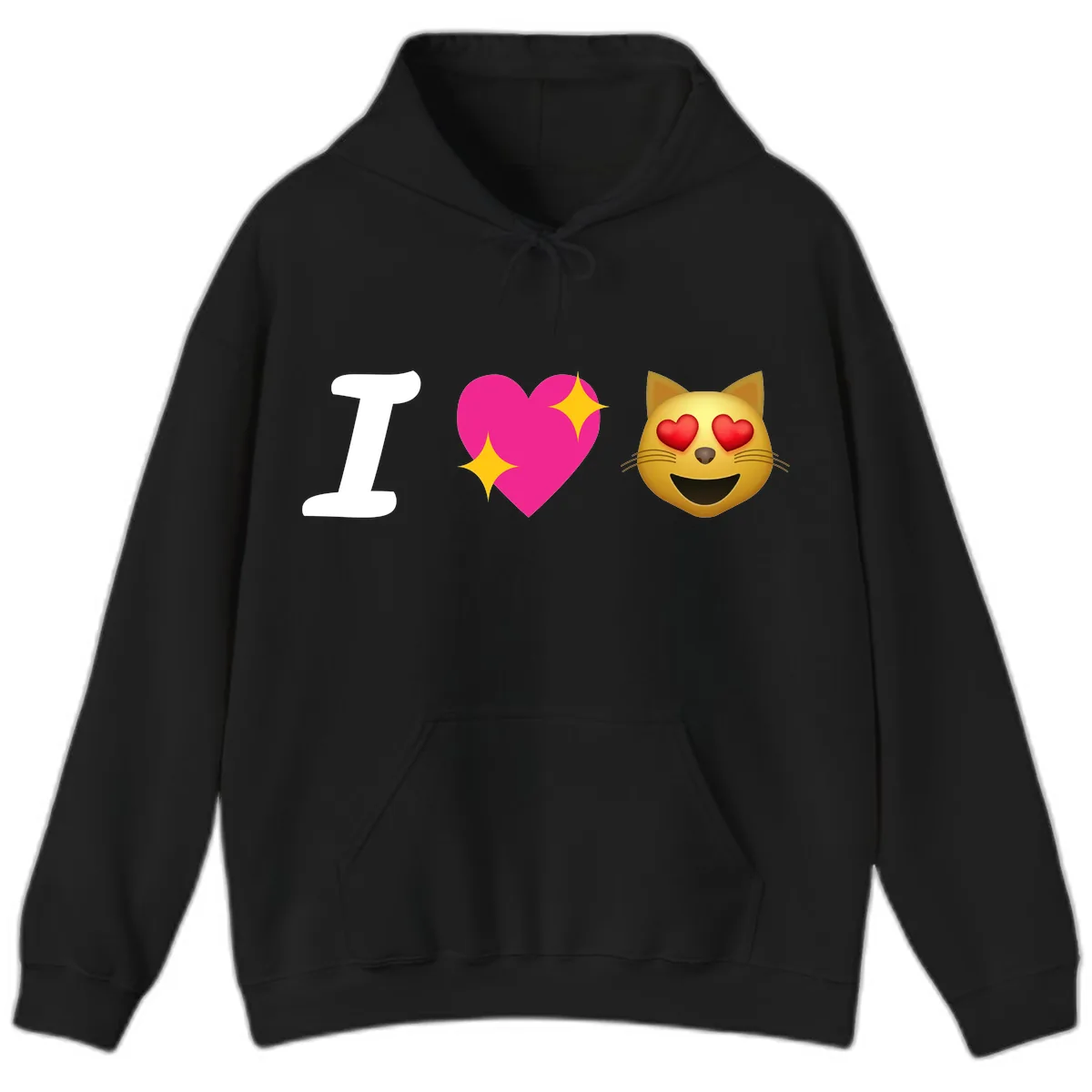I Love Cats Hoodie in Black