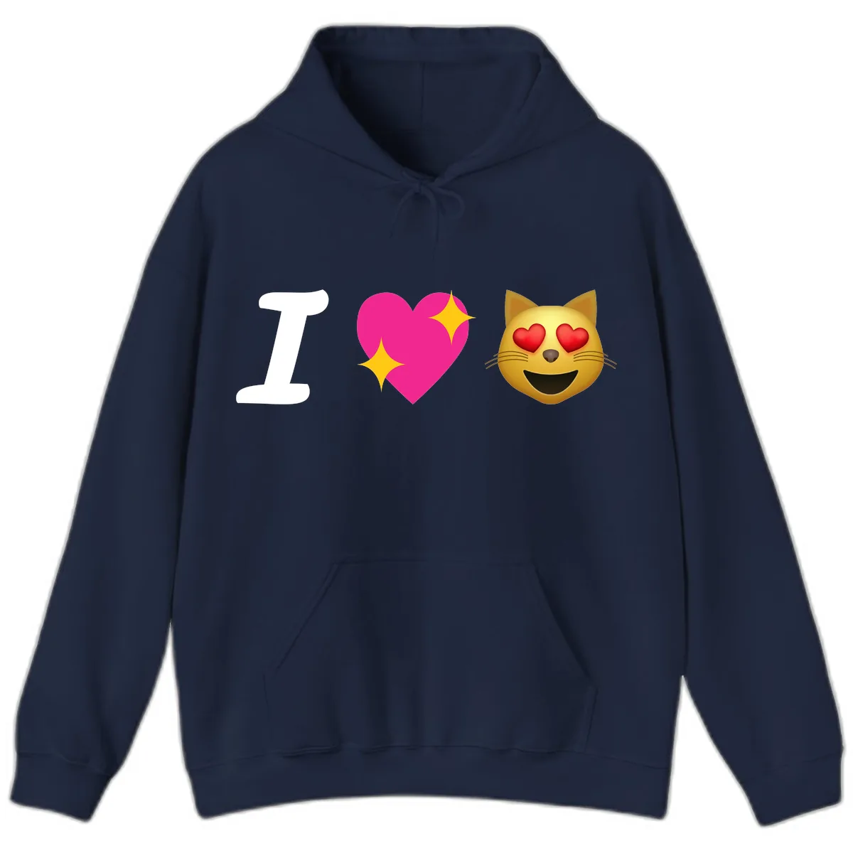 I Love Cats Hoodie in Navy