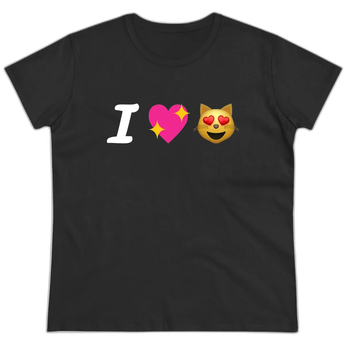 I Love Cats Ladies Tee in Black