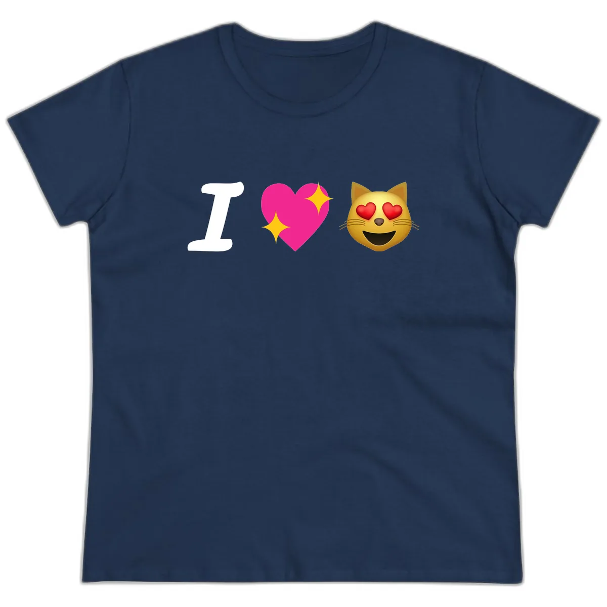 I Love Cats Ladies Tee in Navy