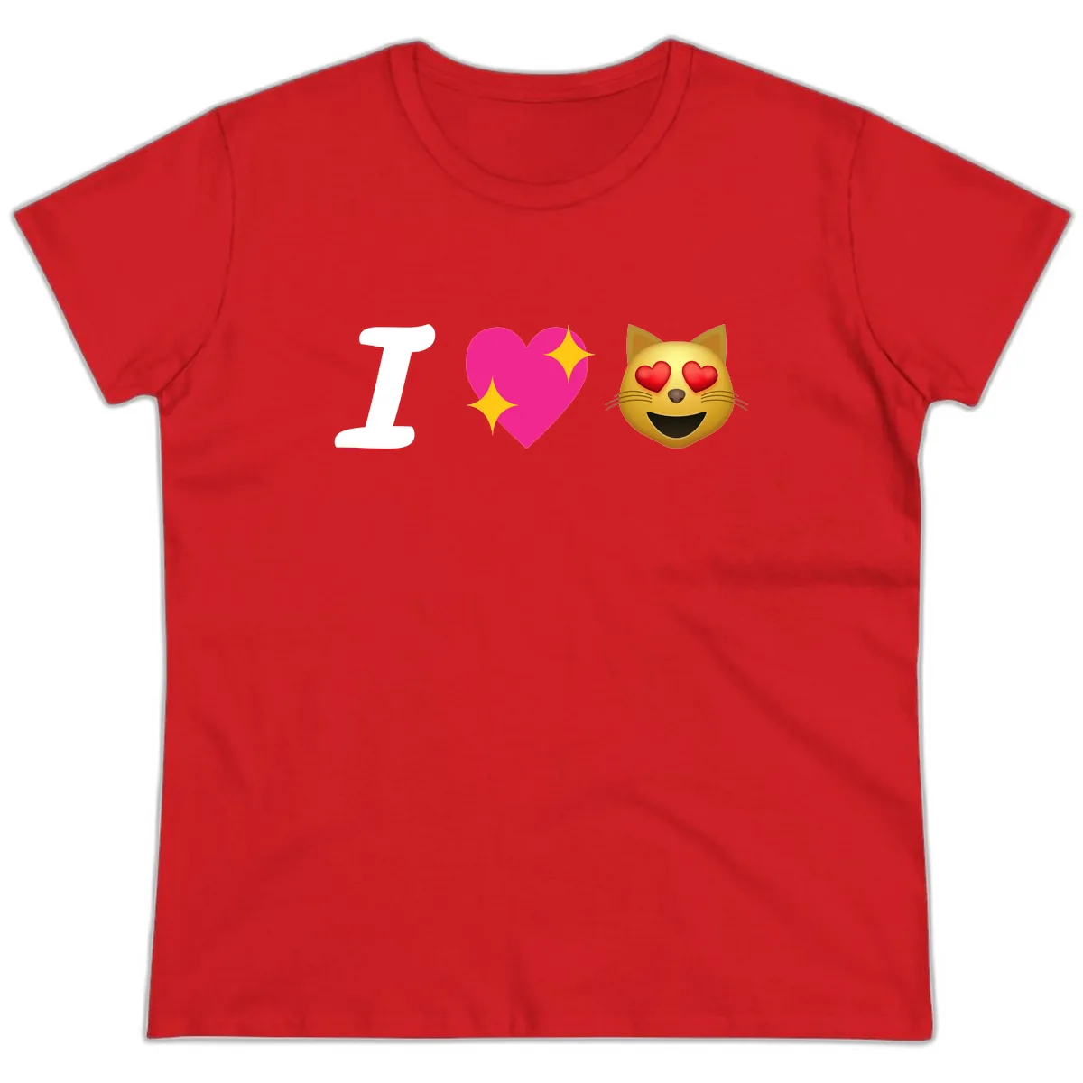 I Love Cats Ladies Tee in Red