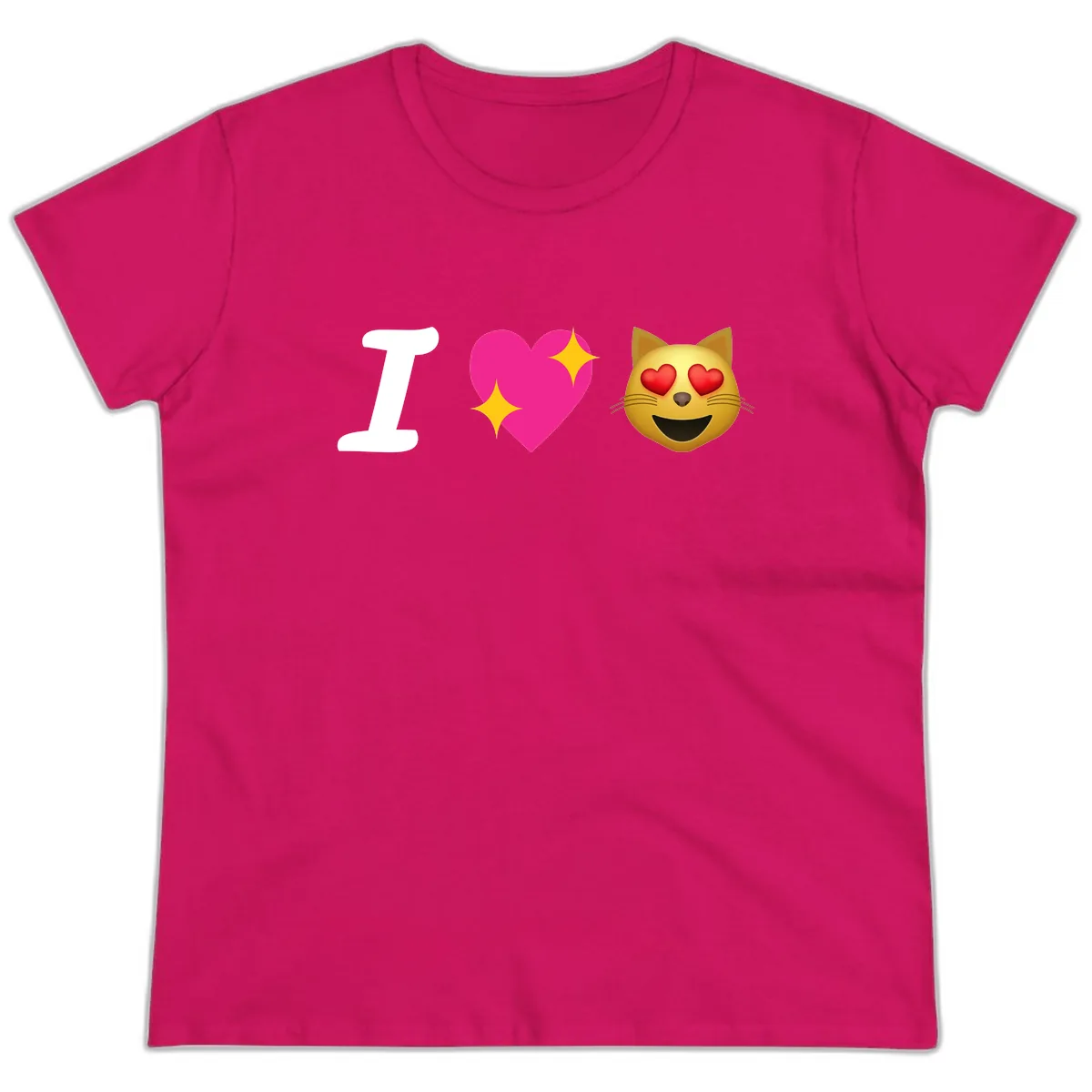 I Love Cats Ladies Tee in Heliconia