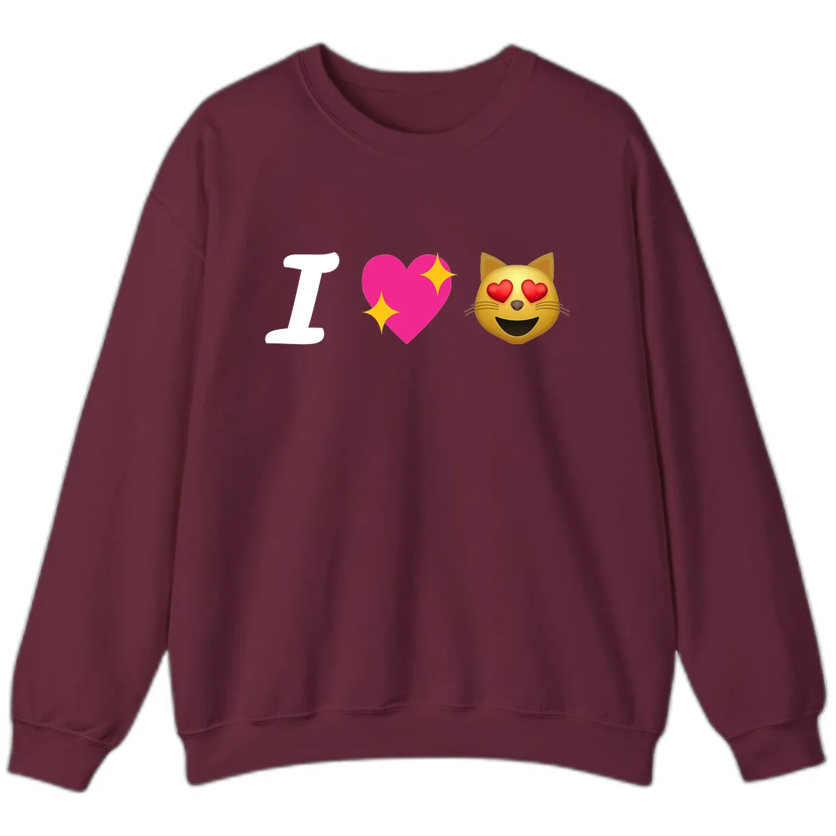 I Love Cats Sweatshirt in Maroon