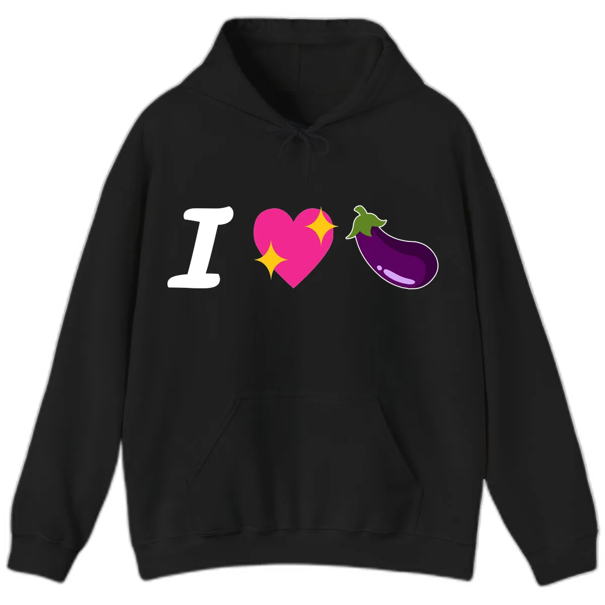 I Love Eggplant Hoodie in Black