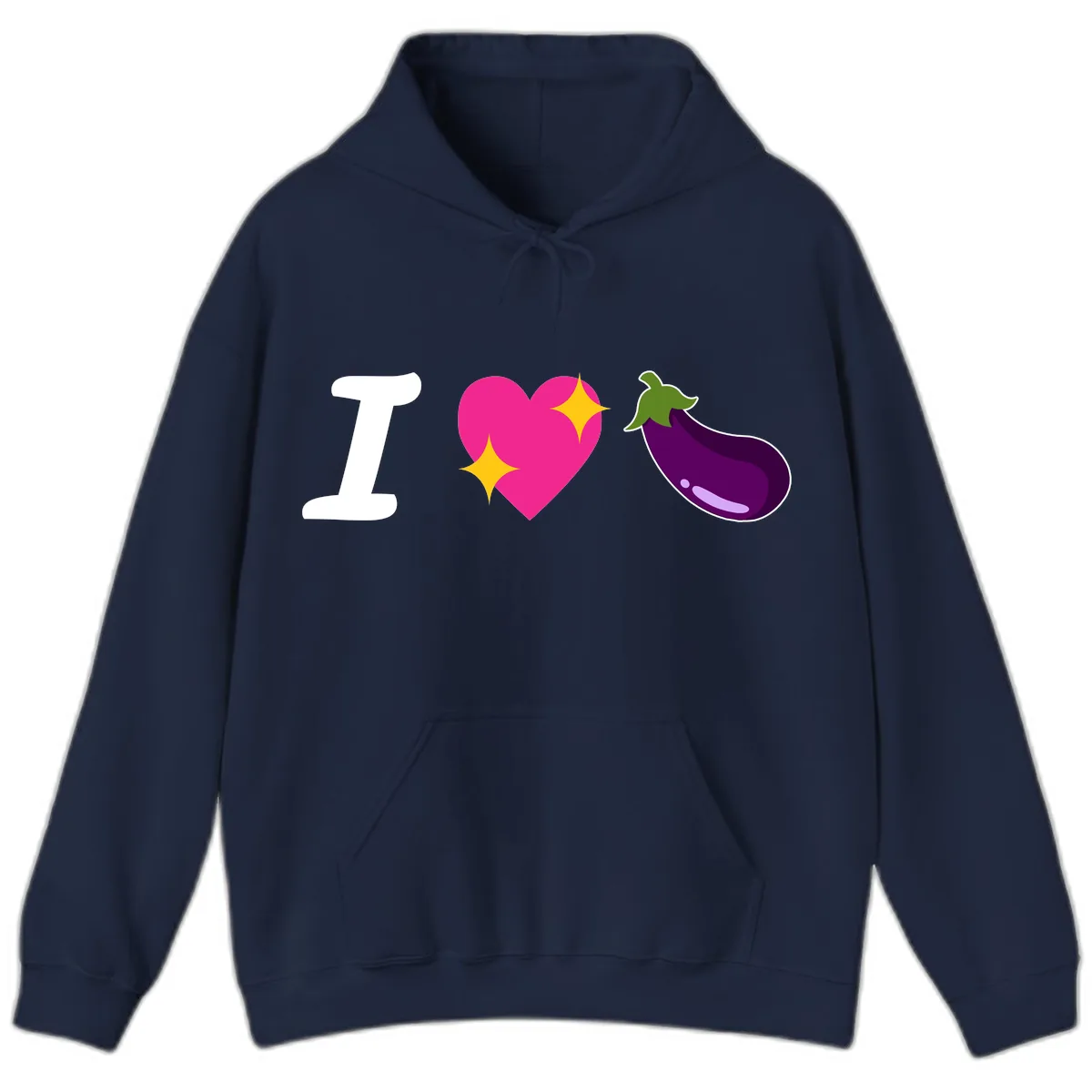 I Love Eggplant Hoodie in Navy