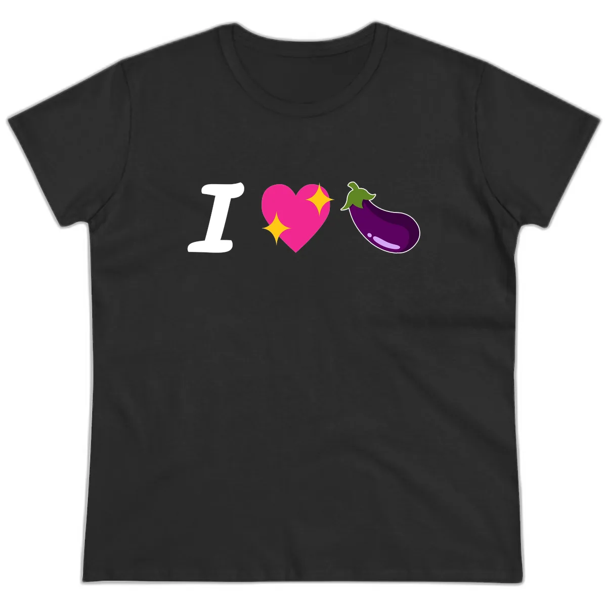 I Love Eggplant Ladies Tee in Black