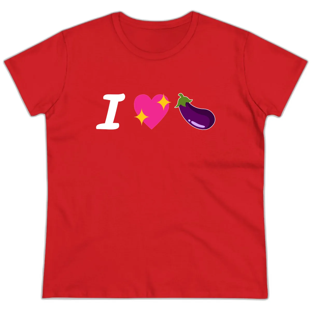 I Love Eggplant Ladies Tee in Red