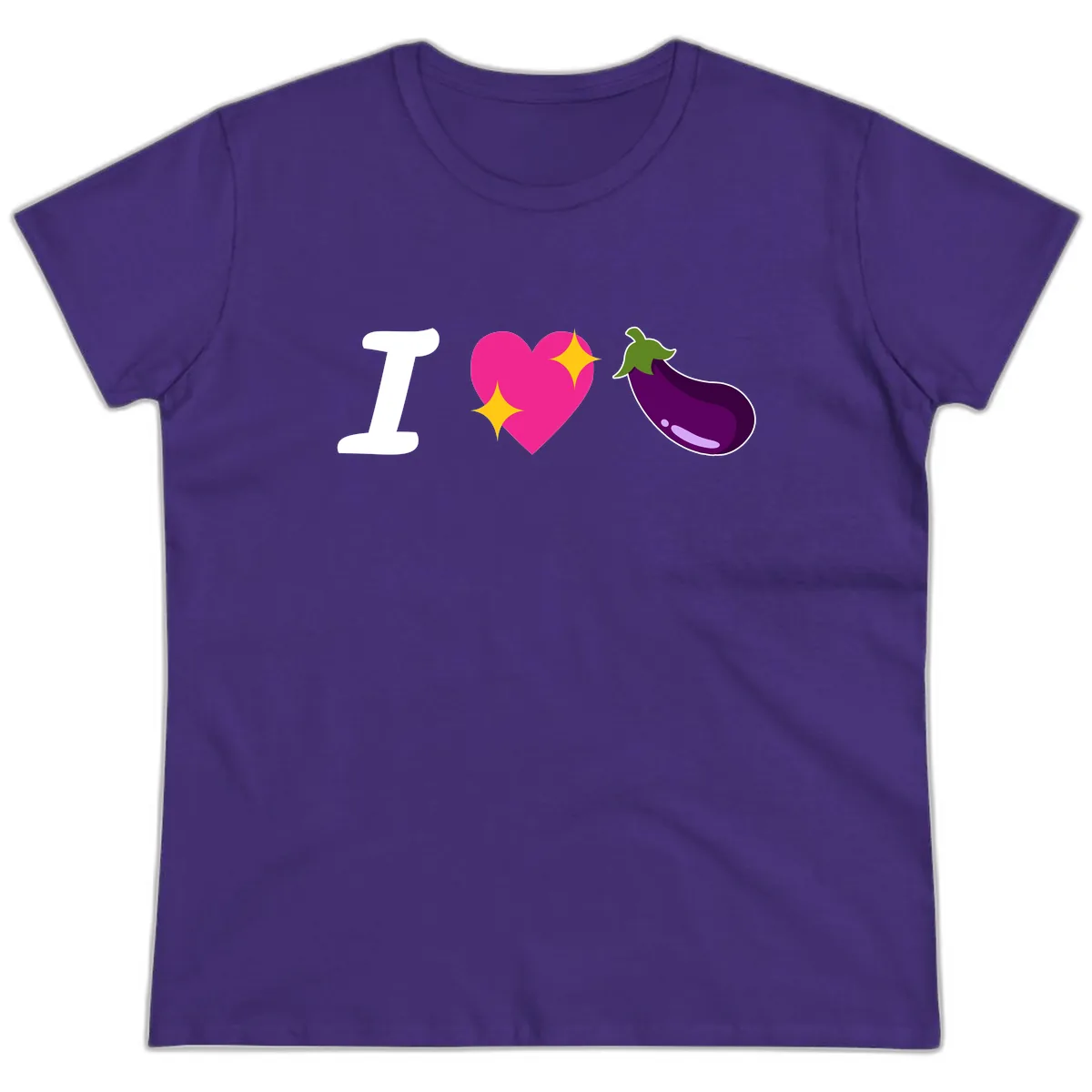 I Love Eggplant Ladies Tee in Purple