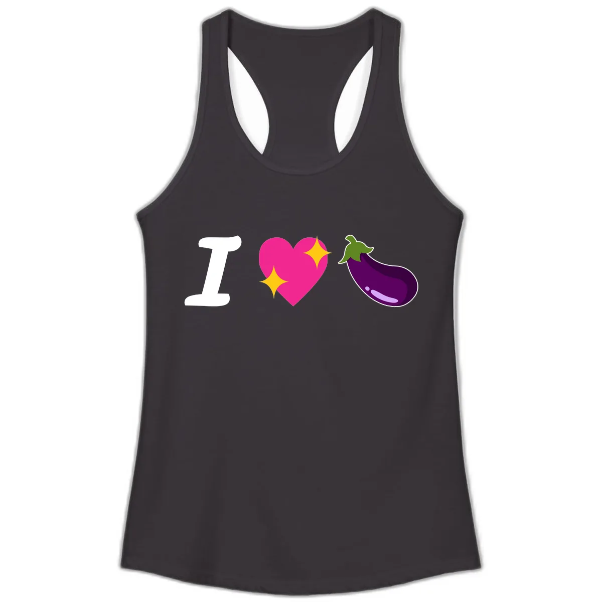 I Love Eggplant Ladies Tank in Black