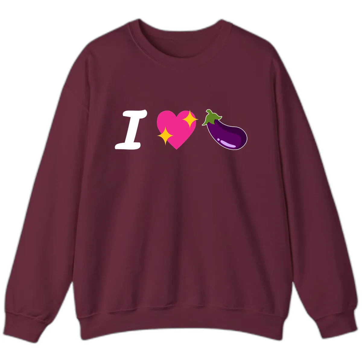 I Love Eggplant Sweatshirt in Maroon