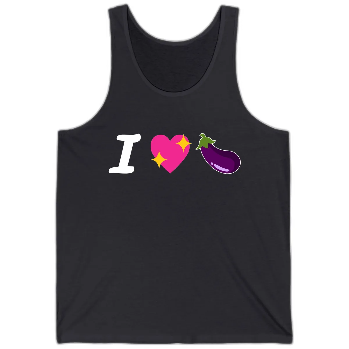 I Love Eggplant Tank in Dark Grey
