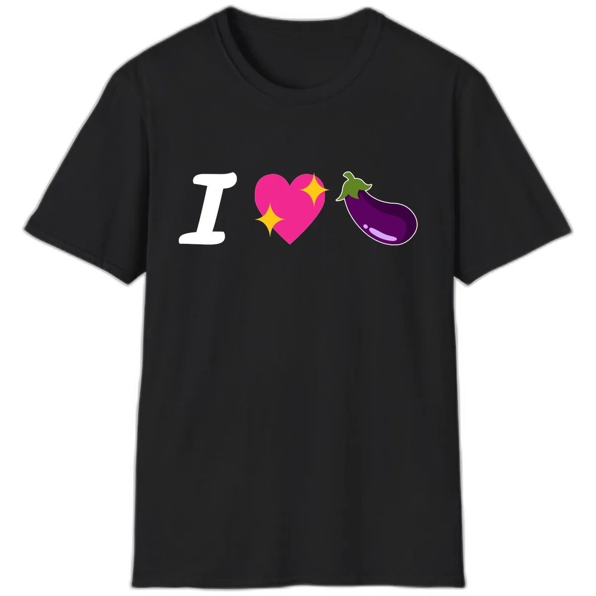 I Love Eggplant T-Shirt in Black