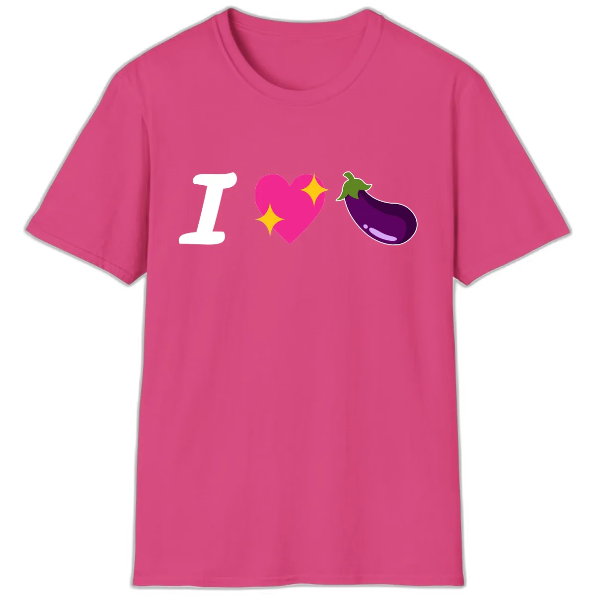I Love Eggplant T-Shirt in Heliconia