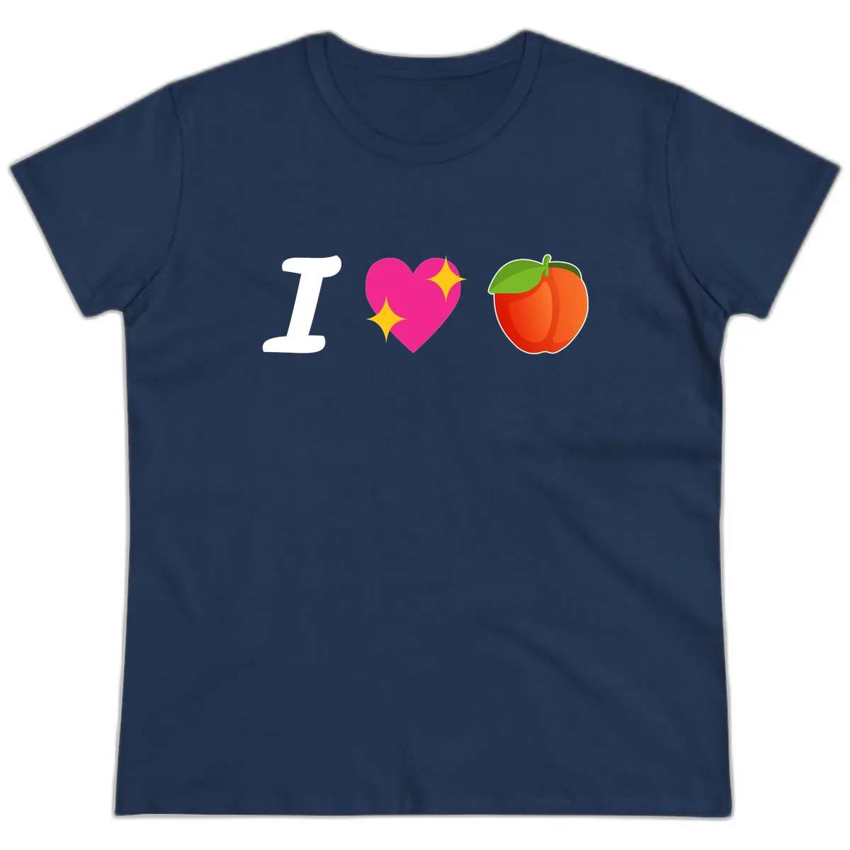 I Love Apples Ladies Tee in Navy