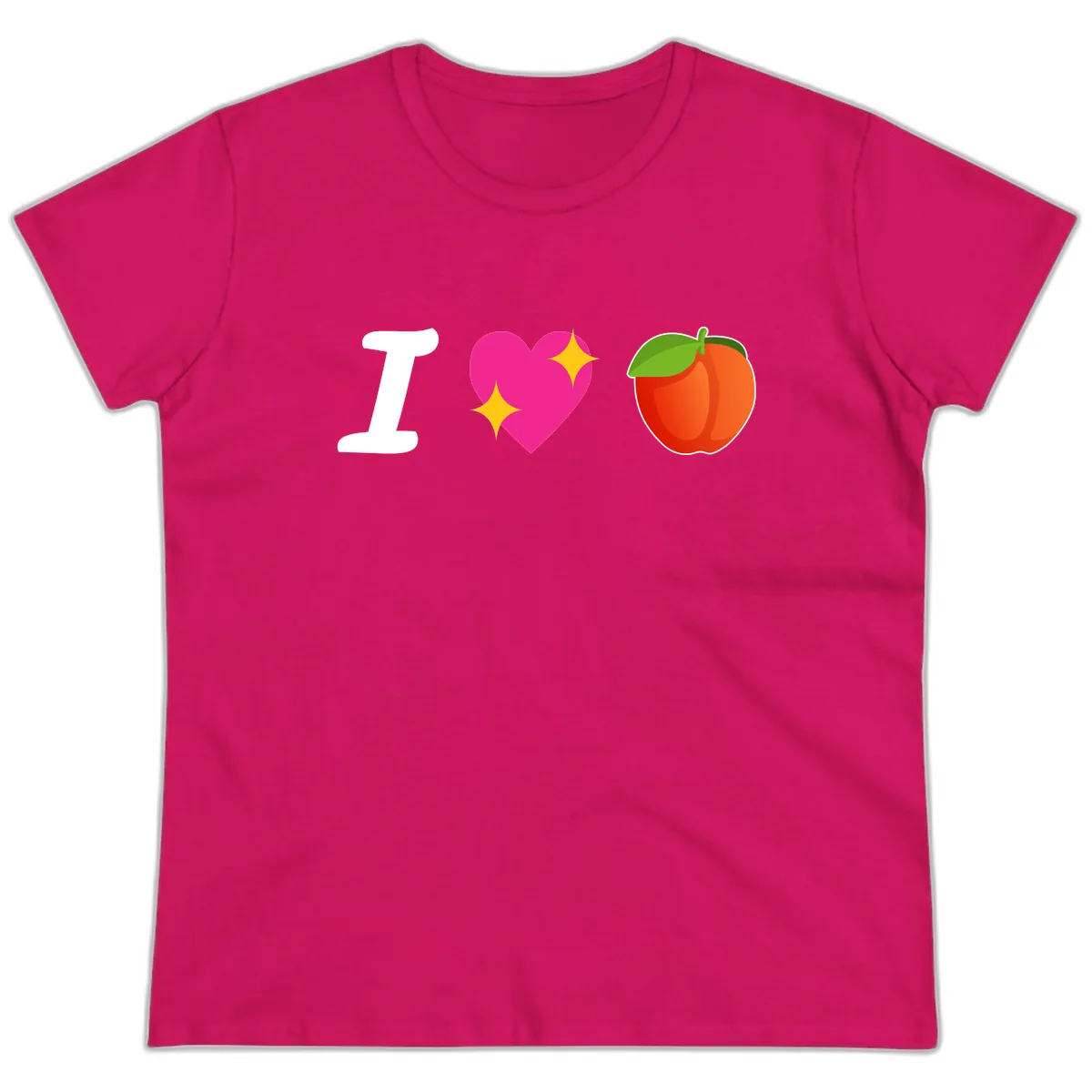I Love Apples Ladies Tee in Heliconia