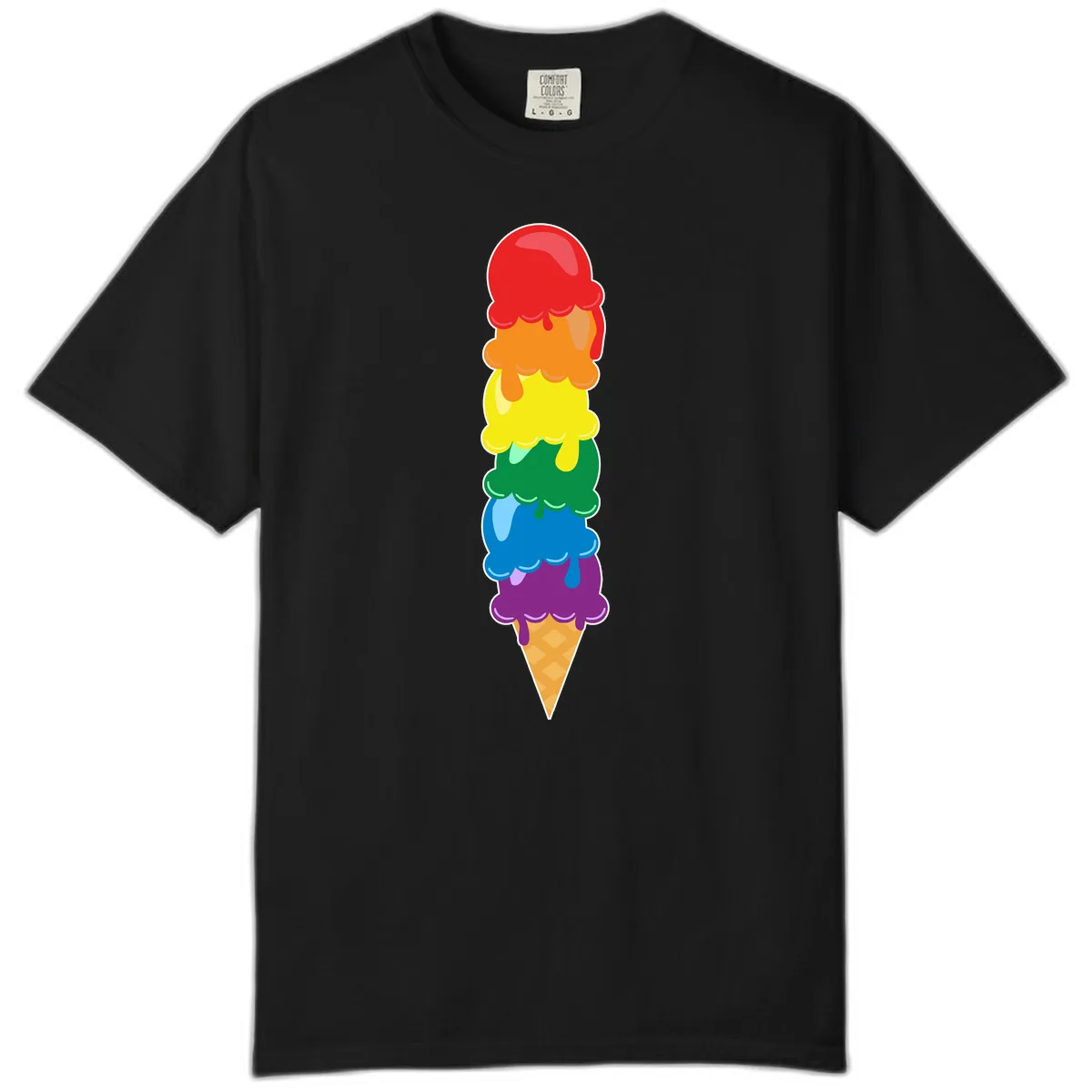 Rainbow Pride Ice Cream Stack Comfort Color in Black