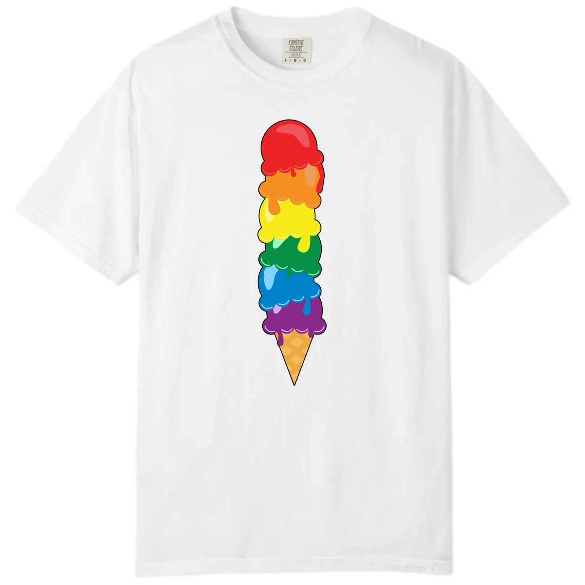 Rainbow Pride Ice Cream Stack Comfort Color in White