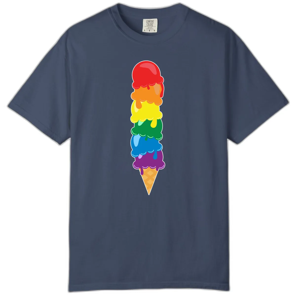 Rainbow Pride Ice Cream Stack Comfort Color in Midnight
