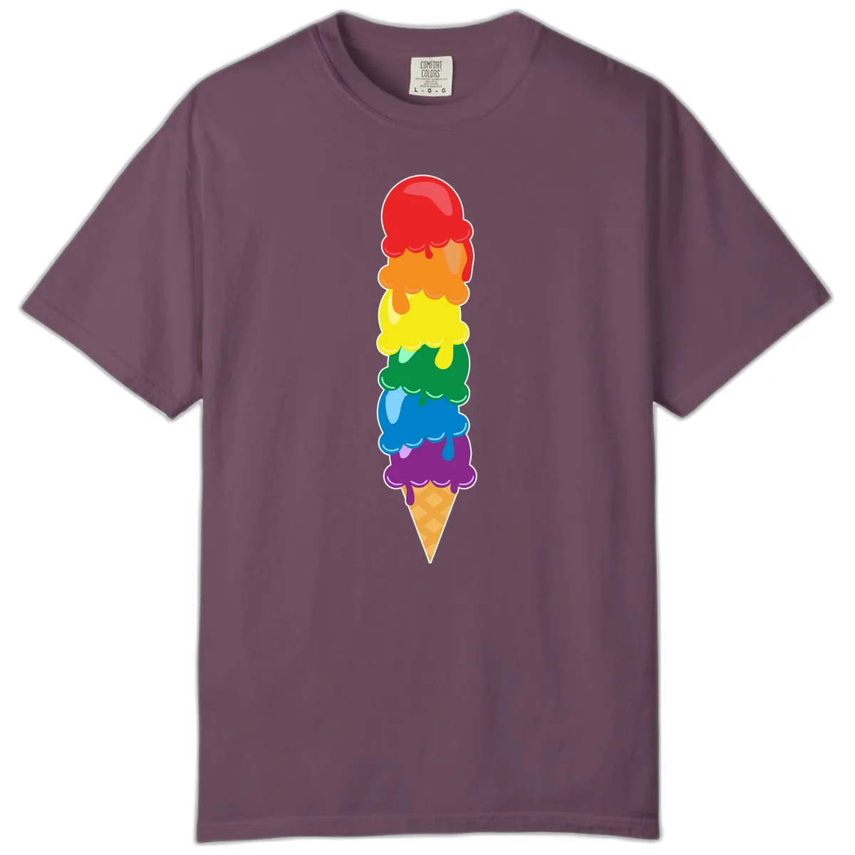 Rainbow Pride Ice Cream Stack Comfort Color in Berry