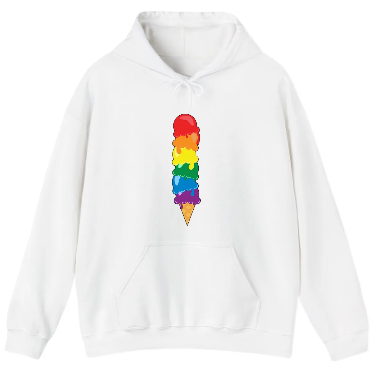 Rainbow Pride Ice Cream Stack Hoodie in White