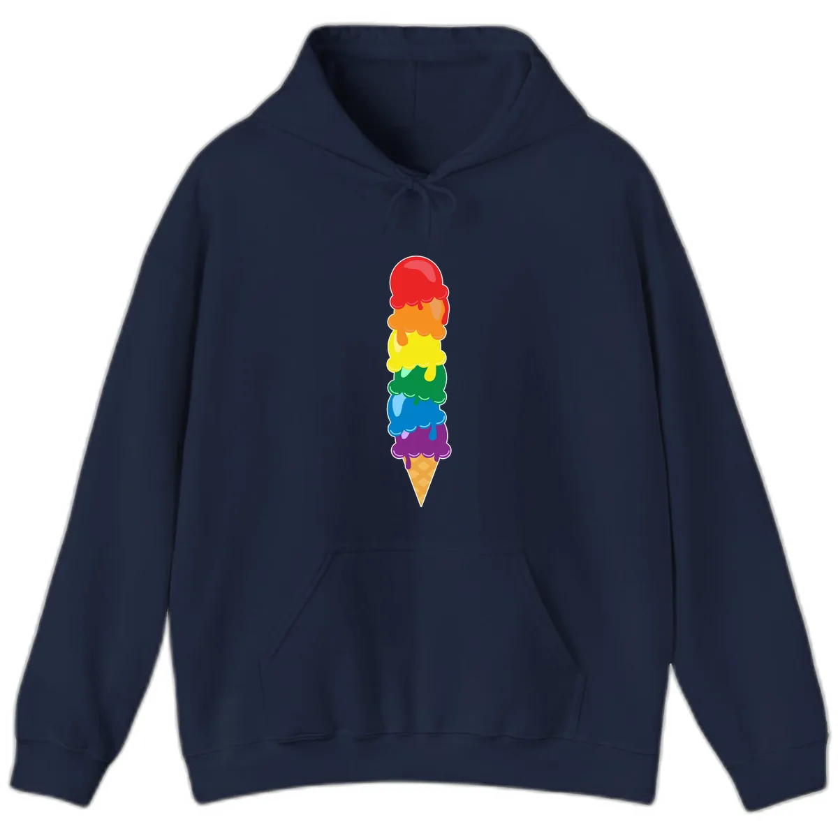 Rainbow Pride Ice Cream Stack Hoodie in Navy