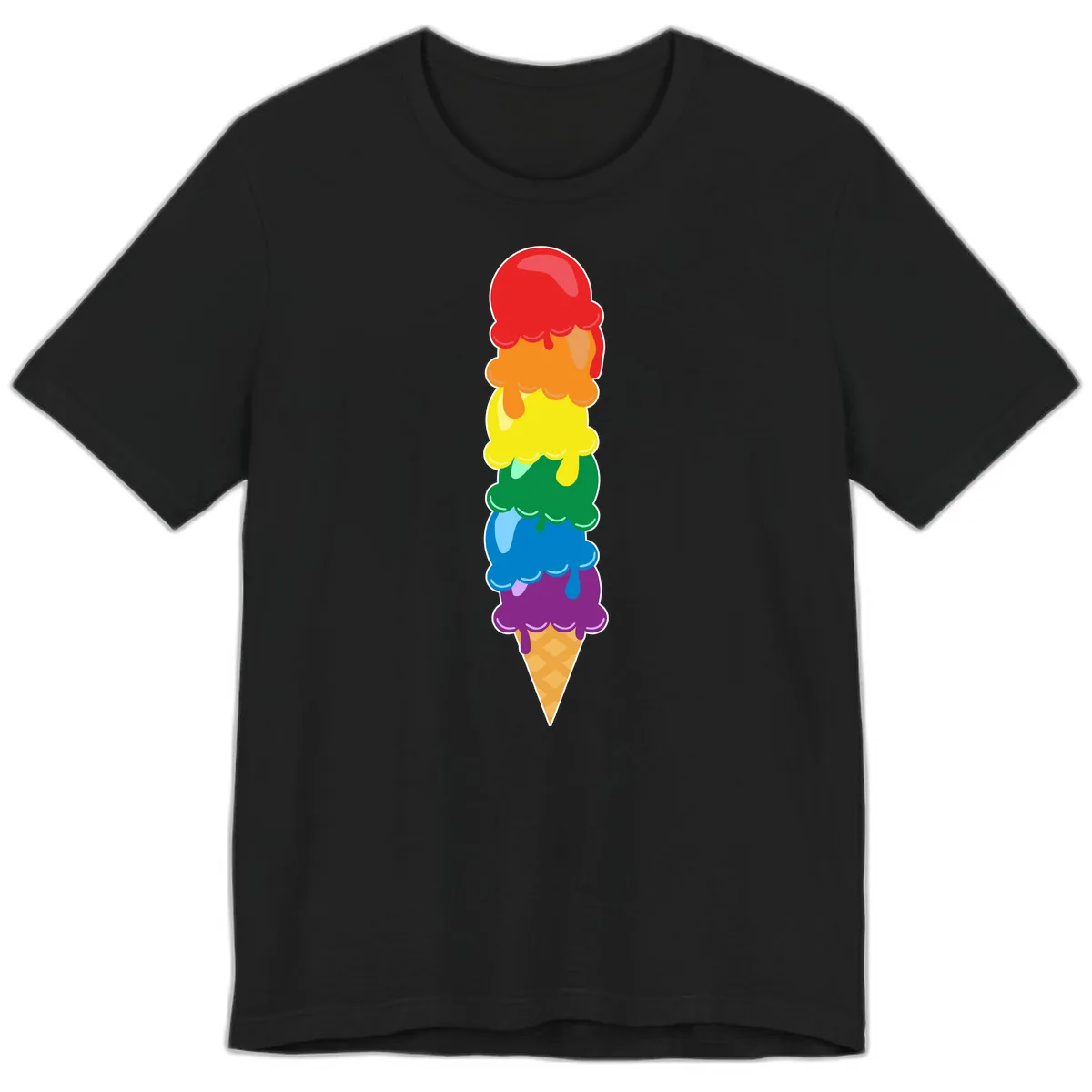 Rainbow Pride Ice Cream Stack Premium T-Shirt in Black
