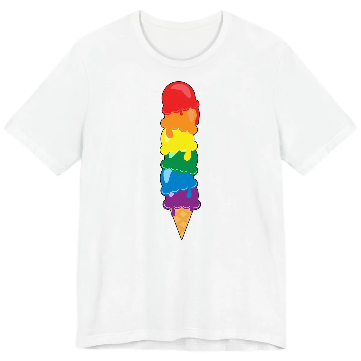 Rainbow Pride Ice Cream Stack Premium T-Shirt in White